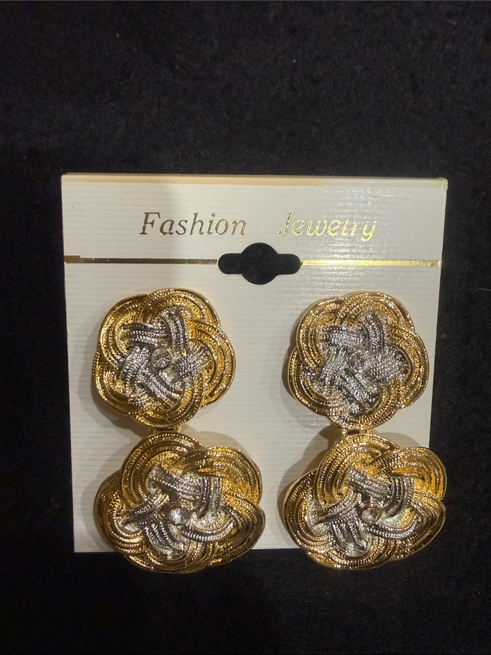 Fashion Jewelry Gold and Silver Knot Drop Double-Dangle Earrings